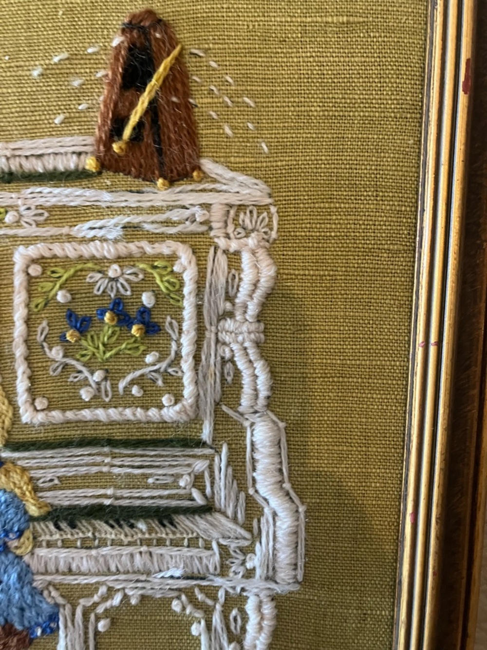 Girl playing piano stitched piece. Framed art. - Picture 5 of 13